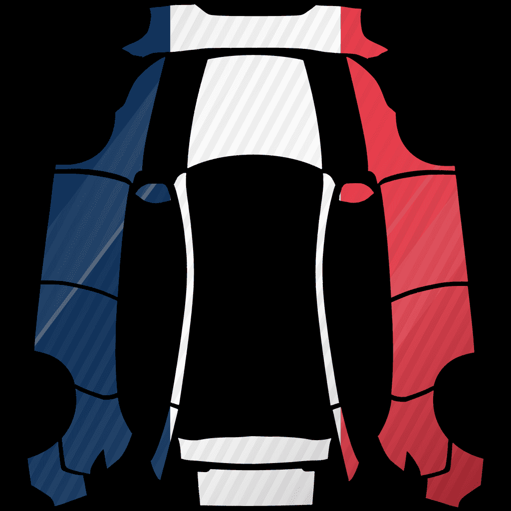 France — Tricolore Motion Model Y 2025+ Premium Tesla digital wrap PNG preview